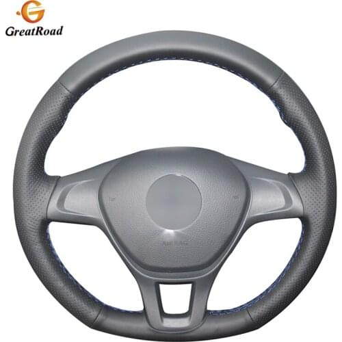 Hand-stitched Black Genuine leather Steering Wheel Covers Wrap for Volkswagen VW Golf 7 Mk7 New Polo 2014 2015 2016 2017