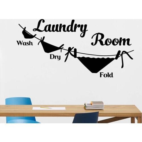 Wash Dry Fold Wall Decal Lettering Logo Door Window Vinyl Stickers Laundry Room Dry Cleaner Interior Decor Art Wallpaper Z801