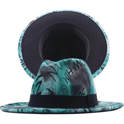 SUOGRY Fedora Hats Women Men Woolen Wide Brim Tie Dye Autumn Winter Women Hats Vintage Fascinator Multicolor Felted Hat