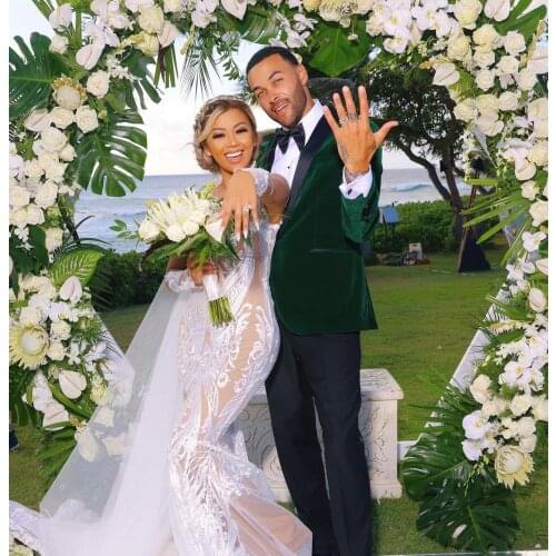 Custom Made Classic Shawl Lapel Green Velvet Groom Wedding Suit 2 Pieces Slim Fit Prom Dinner Male Tuxedo Blazer With Pants Set