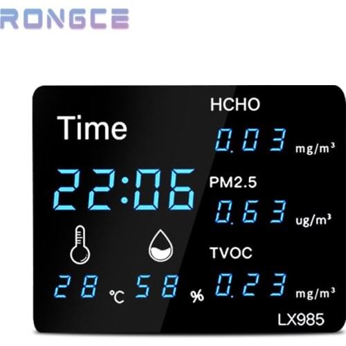 LED Digital Air Quality Monitor Wall-mounted Temperature Humidity Sensor Indoor HCHO PM2.5 TCOC Detector With USB Power Cord