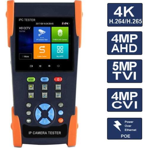 3.5 Inch IP Camera Tester Analog Camera Tester Security CCTV Tester with RJ45 TDR POE 4K H.265 ONVIF POE