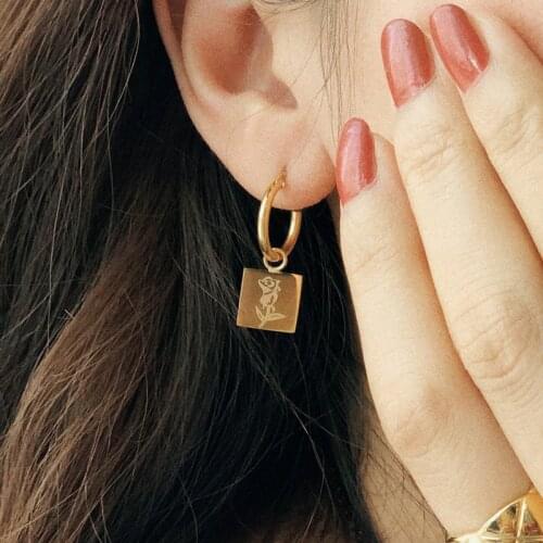 Titanium With 18K Gold Geo Rose Dropping Earrings Punk Party T Show Gown Runway Rare South Korean Japan Boho Hiphop Top