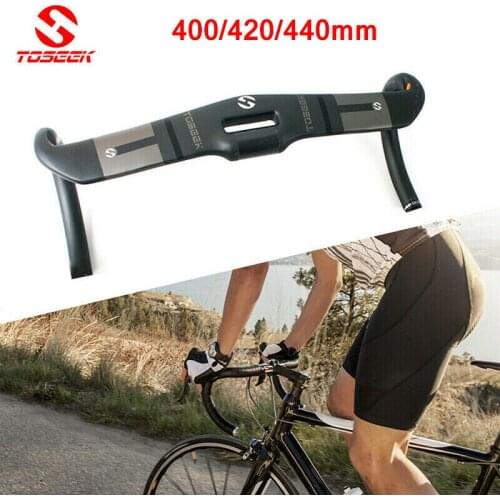 TOSEEK Carbon Fiber Handlebar 31.8 1-1/8" Road Bike Integrated Handlebar Racing Bicycle Drop Bike Bar Super Light 400/420/440mm