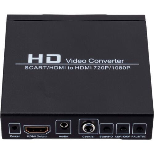 Hot Full HD 1080P Digital SCART HDMI-compatible Converter High Definition Video Konverter EU/US Power Plug Adapter For HDTV HD