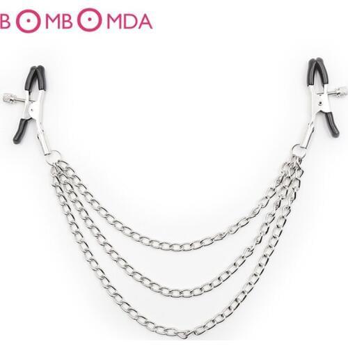 Breast Nipple Clamps With Chain Clips Stimulator Female Flirt Breast Nipple Clips Bondage Bdsm Slave Erotic Sex Shop Sex Toys O3