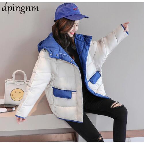 Winter jacket women fur coat new bright coat female short down cotton jacket padded thick wool collar jacket student jacket 2018