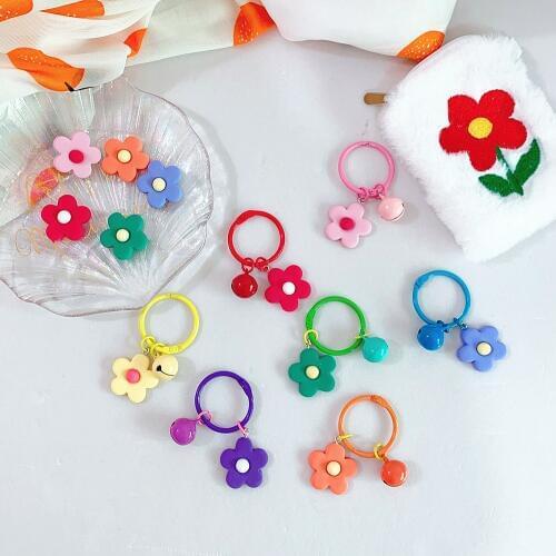 1PC Trendy Cute Little Macaron Flower Keychain Key Holder Alloy Key Ring For Woman Girls Car Bag Keyring Gift Jewelry