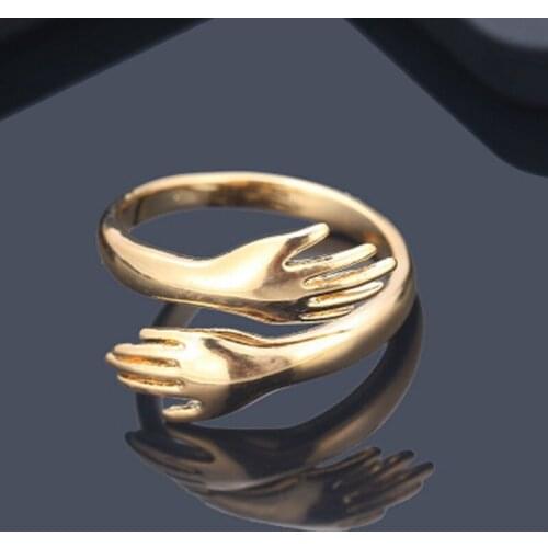 1pc Romantic Hand with Love Hug Rings Creative Adjustable Love Forever Open Finger Hand Ring For Women Men Lover Jewelry Gifts
