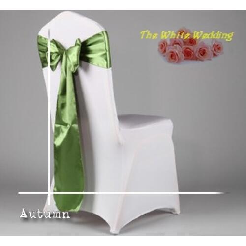 100 Cheap Willow Green Satin Chair Sash For Wedding Chair Sash for Party & Event