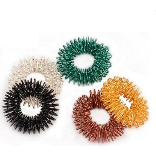 200pcs/lot Finger Massager Ring Hand Reflexology Acupuncture body point massage Ring Pain Therapy Massage hand massager silver