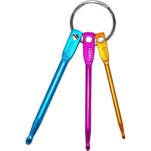 3PCS Aluminum Crochet Hooks Knitting Needle Set Hot Mixed Knit Needle Keychain For Yarn Sweater Weave Sewing Machine Craft Tools