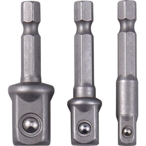 3pcs/set Chrome Vanadium Steel Socket Adapter Hex Shank to Square Extension Drill Bits Bar Hex Bit Set Tools tightly