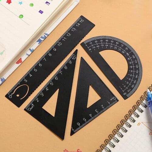 4pcs Metal Ruler Drawing Measurement Tools Geometry Maths Triangle Ruler Straightedge Protractor Office School Stationery