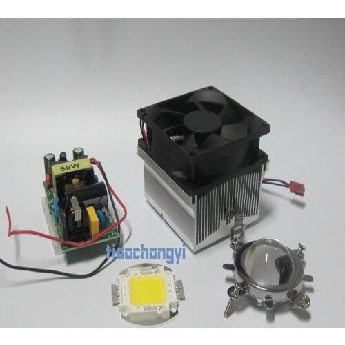 50w led +50w LED Aluminium Heat Sink Cooling Fan+44mm Lens+Reflector Bracket