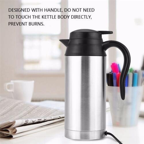 Car Mounted Kettle 12V & 24V Stainless Steel Car Mounted Electric Kettle Heating Insulated Cup Travel Pot 750ml U3