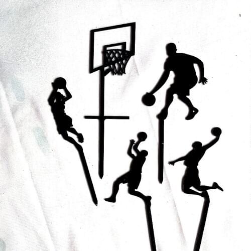 Basketball Acrylic Happy Birthday Cake Topper Theme Slam Dunk Cupcake Topper For Boys Birthday Sports Party Cake Decorations