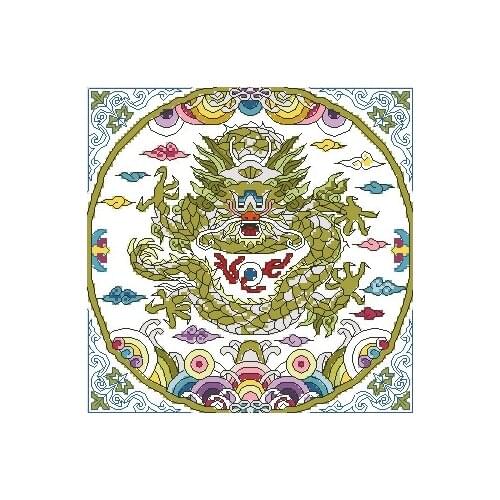 Free delivery Top Quality popular counted cross stitch kit dragon, green dragon