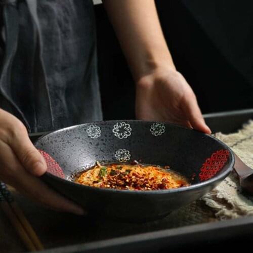 Japanese style large ceramic bowl and creative large bowl of soup bowl noodle bowl hat bowl ramen bowl household retro bowl tabl