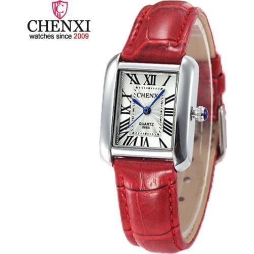 2019 Chenxi Women Clock Lady Square Leather Strap Waterproof Casual Fashion Dress Watch Ladies Quartz Gift Student Wristwatches
