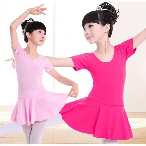Kids Girls Cotton Gymnastics Leotard Ballet Dress Kids Short Sleeve Dance Leotard Tutu Dancewear Ballerina Clothes for Girls