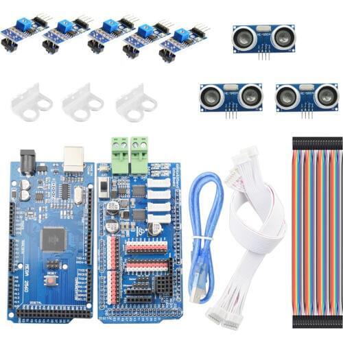 Arduino Smart Line-Tracking Obstacle Avoidance Mecanum Wheel Car Chassis Kit Line Patrol DIY Robot Parts Kit