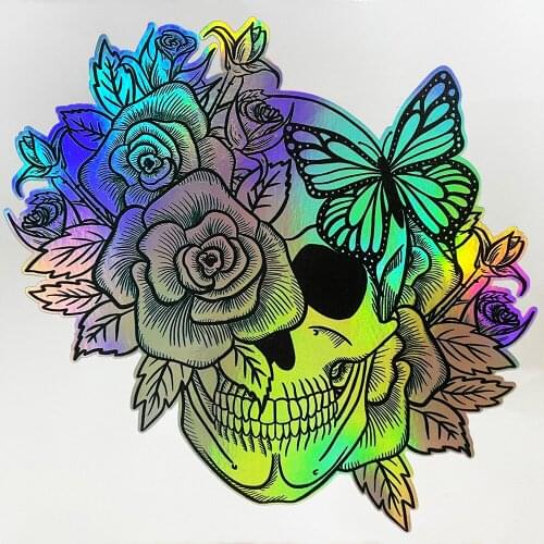 HungMieh Stickers on Car Skull 3D Car Sticker Vinyl Holographic Funny Stickers and Decals Auto Motorcycle Car Styling Decoration