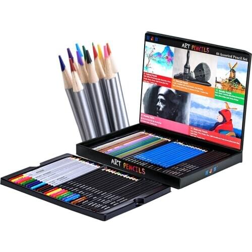 60 Colors Wooden Colored Pencils Professional Water Soluble Pencils Art Supplies For Children Painting Drawing School Stationary