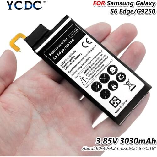 3.85V 3030mAh Phone Lithium Battery For Samsung Galaxy S6 Edge G9250 G925F G925S G925T G925L Battery Replacement Mobile Battery
