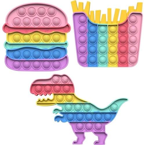 Macaron Silicone Push Bubble Fingertip Toy Anti-Stress Decompression Crafts Fidget Reliver Stress Toy Rainbow Push Bubble Antist