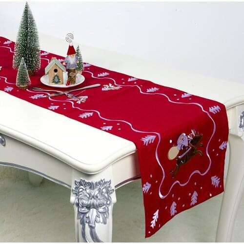 Christmas decoration fabric Santa Claus embroidery table runner Christmas restaurant table cloth