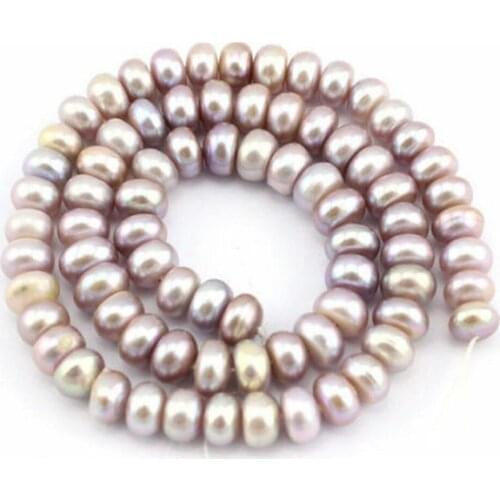 Natural 7-8mm Purple Freshwater Cultured Baroque Pearl Rondelle Loose Beads 15