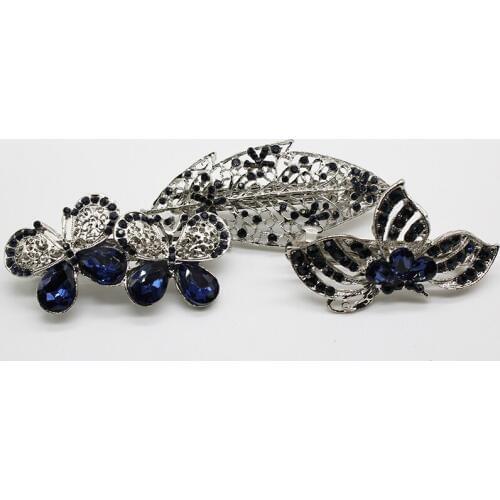 New Fashion Jewelry Crystal Butterfly Hair Clip for Women Classic Vintage Rhinestone Flower Hair Clips Styling Tools Accessories