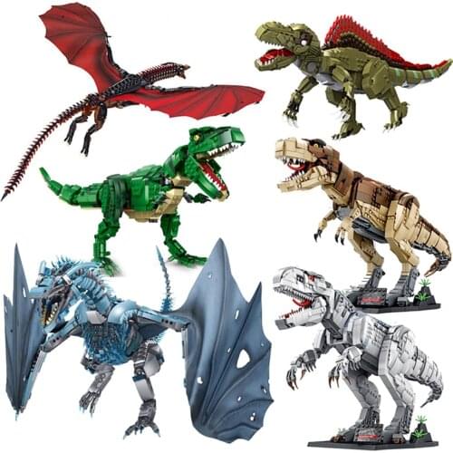 New Green Dinosaur Building Toy Classic Model Jurassic Dinosaur Building Blocks Toys Home Fun Game for Childrens Gift