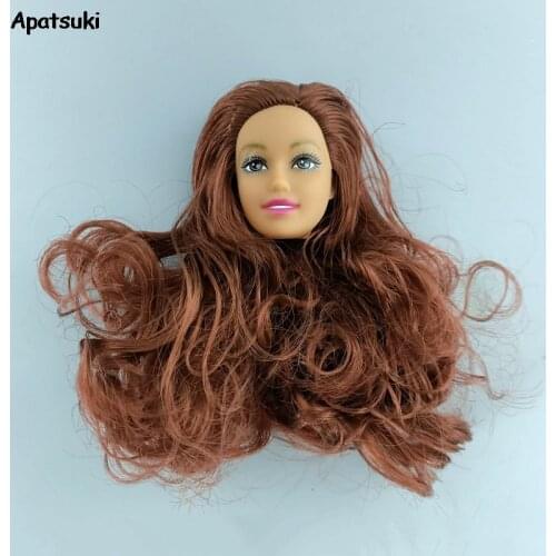 Make Up Plastic Heads with Curls WIG Wavy Hair Doll Head for 11.5" Doll Heads for 1/6 BJD Doll House DIY Accessories Toy for Kid