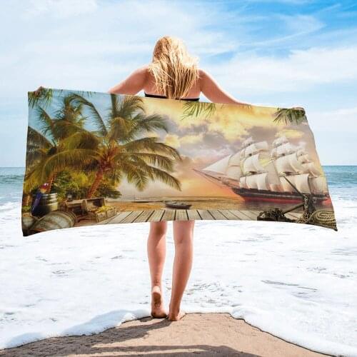 Tropical Arbor Pirate Ship Plank Beach Towel Luxury Quick-dry Microfiber Bath Towels Yoga Mat Sport Swimming Towels