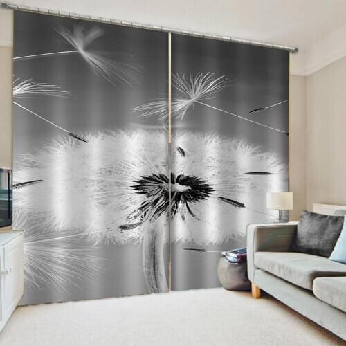 Luxury Blackout 3D Window Curtain For Living Room grey Dandelion curtains blackout curtain