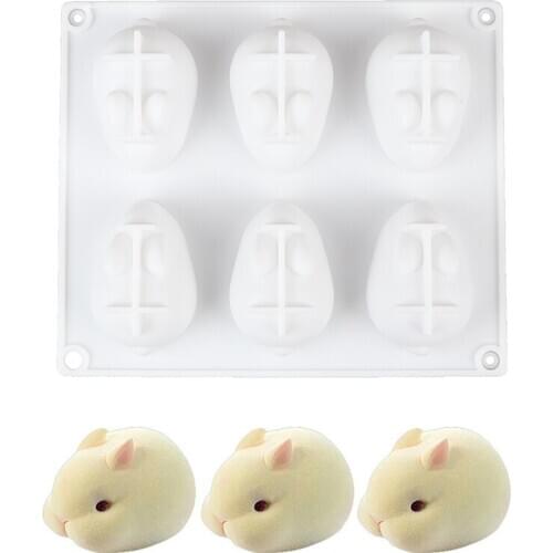 Silicone 3D Bunny Rabbit Mold Cake Decorating Mould For Baking Mousse 6 Forms