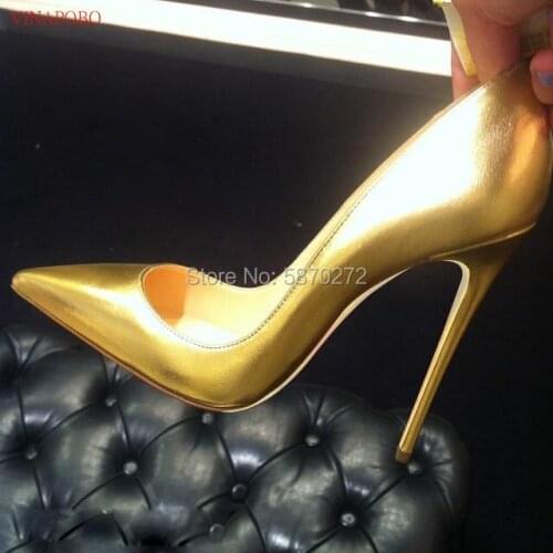 Vinapobo Top Brand Matte Leather High Heel Shoes Nude Brown Wine Red Shallow Pumps Celebrity Popular 12cm Stiletto Heels Shoes