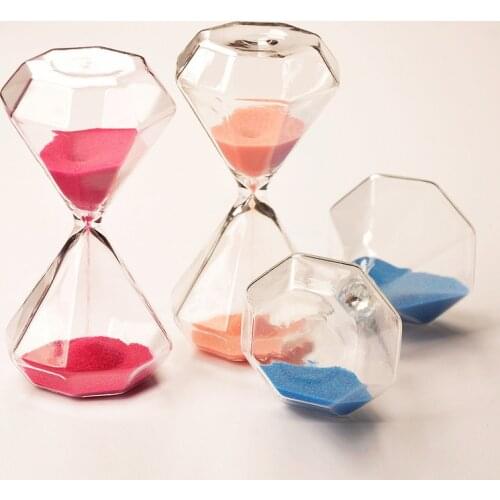 5 Min/15 Min/30 Min Creative Diamond Design Glass Powder Sand Hourglasses with Packaging Gifts 6 Colors Home Decor