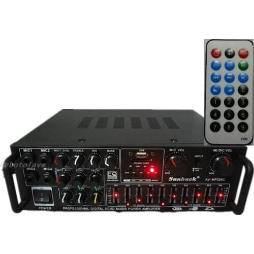 Amplificador Bluetooth Audio Sound Amplifier HiFi Power Home Amplifiers 220V EQ Equalizer Stage Karaoke Four Mic Car Amplifer