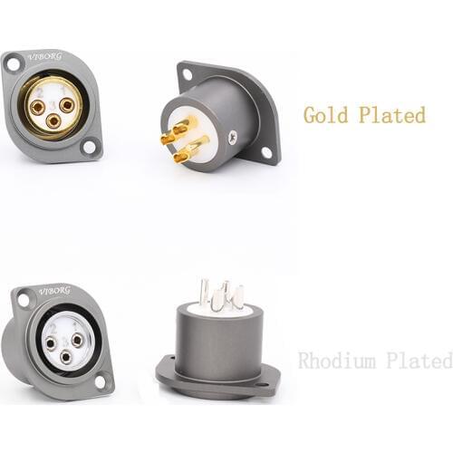 Viborg 4pcs XLR Socket Chassis Panel Mount Gold/Rhodium Plated Available CF201 CM201 Male Female 3 Pin Adapter