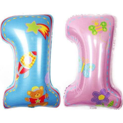 Number Balloon Pink Blue Digit 1 Helium Foil Balloons Birthday Party Decorations Baby 1th Birthday Balloons Globos Air Balls