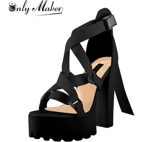 Onlymaker Womens Gladiator Platform Chunky High Heels Ankle Strap Open Toe Sandals Square Toe Party Casual Shoes Big Size