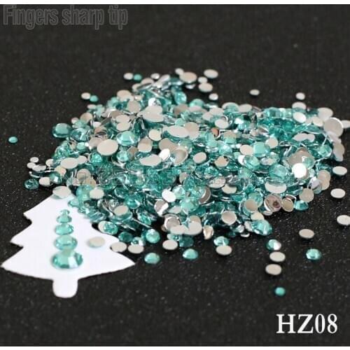 2017 Finger Sharp Tip 1000pcs 2mm-6mm Mix Sizes Lake blue 3D Nail Resin Flat Bottom Popular Nail DIY Decorative Diamond HZ08