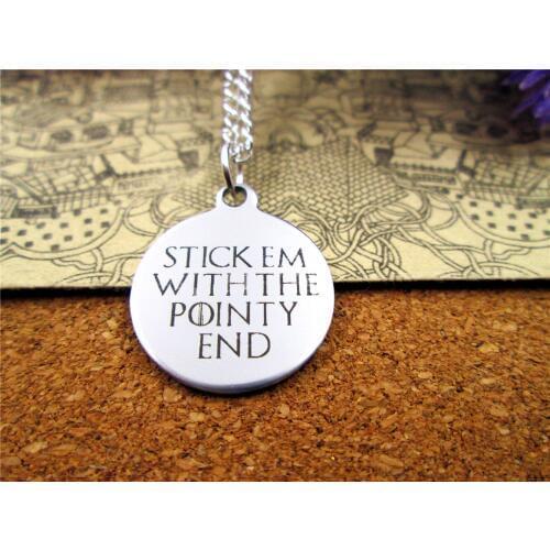 3pcs/lot Fashion stainless steel necklace "STICK EM WITH THE POINTY END" Pendant necklace Jewelry Gift more style for choosing