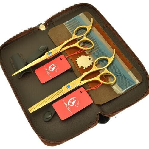 6" Professional Hairdressing Scissors Set Comb Stainless Steel Hair Cutting Scissors Thinning Shears Barber Shop Supplies A0176A