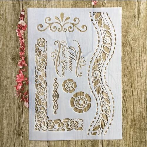 A4 29 * 21cm Flowers Floral Stencils Wall Painting Scrapbook Coloring Embossing Album Decorative Paper Card Template