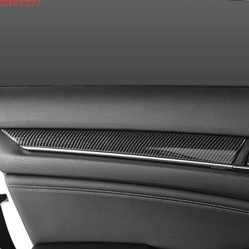 BJMYCYY 4PCS/SET Automobile door panel carbon fiber decorative patch For Honda Accord 10th 2018 2019