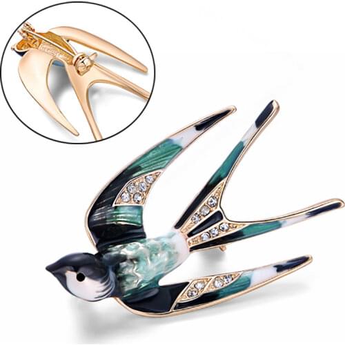Swallow Brooch Pins Corsage Alloy Enamel Charms Metal Scarf Pins Animal Pin for Women Brooches Shirts Clothes Accessories